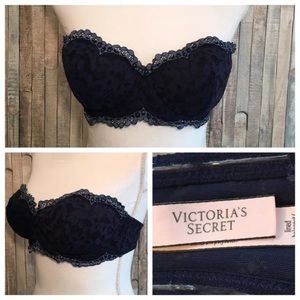 Victoria’s Secret Bra Strapless Lace Blue 32 DD
